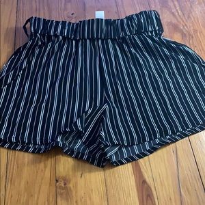black and white striped shorts